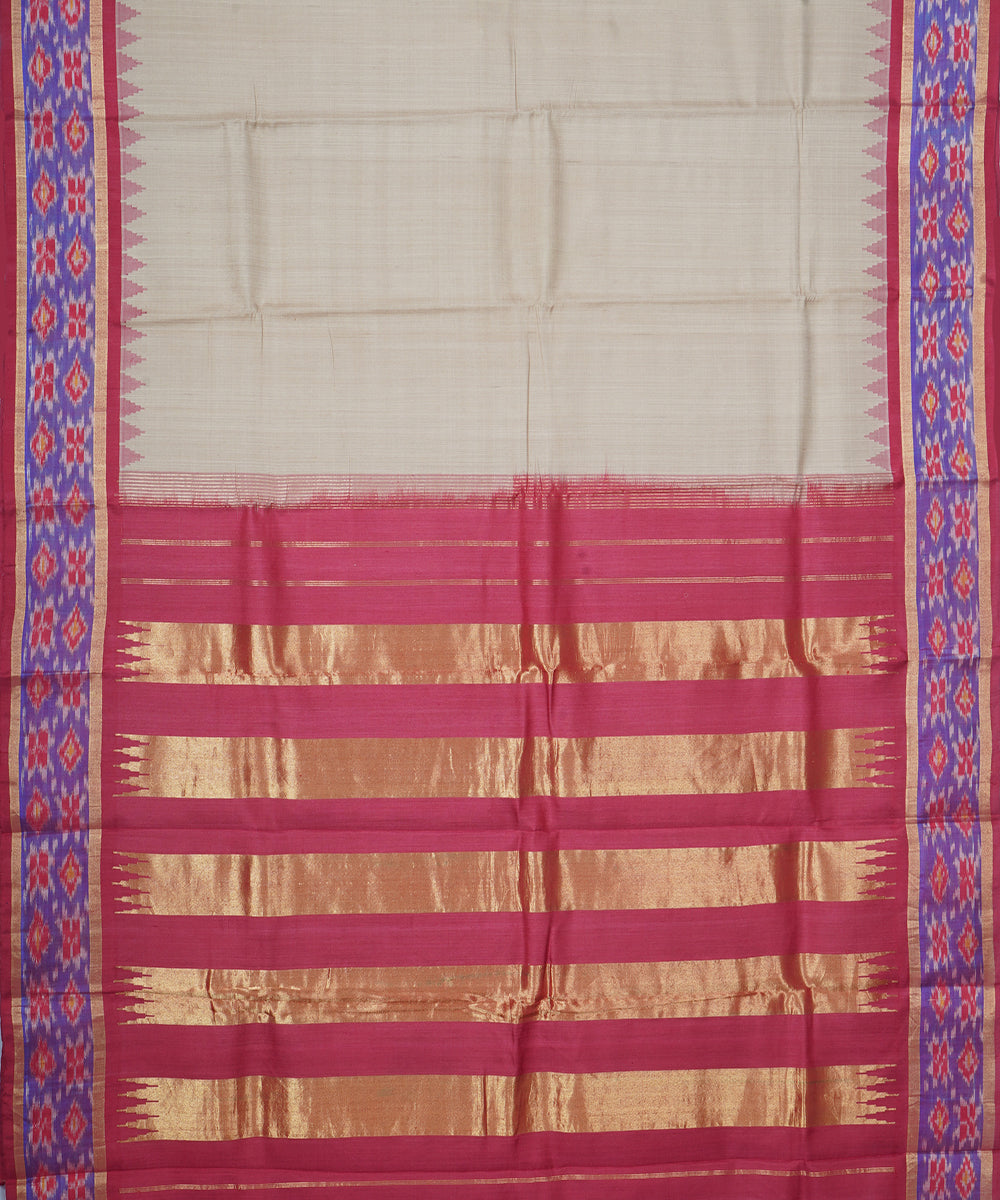 Grey maroon gadwal handloom silk saree