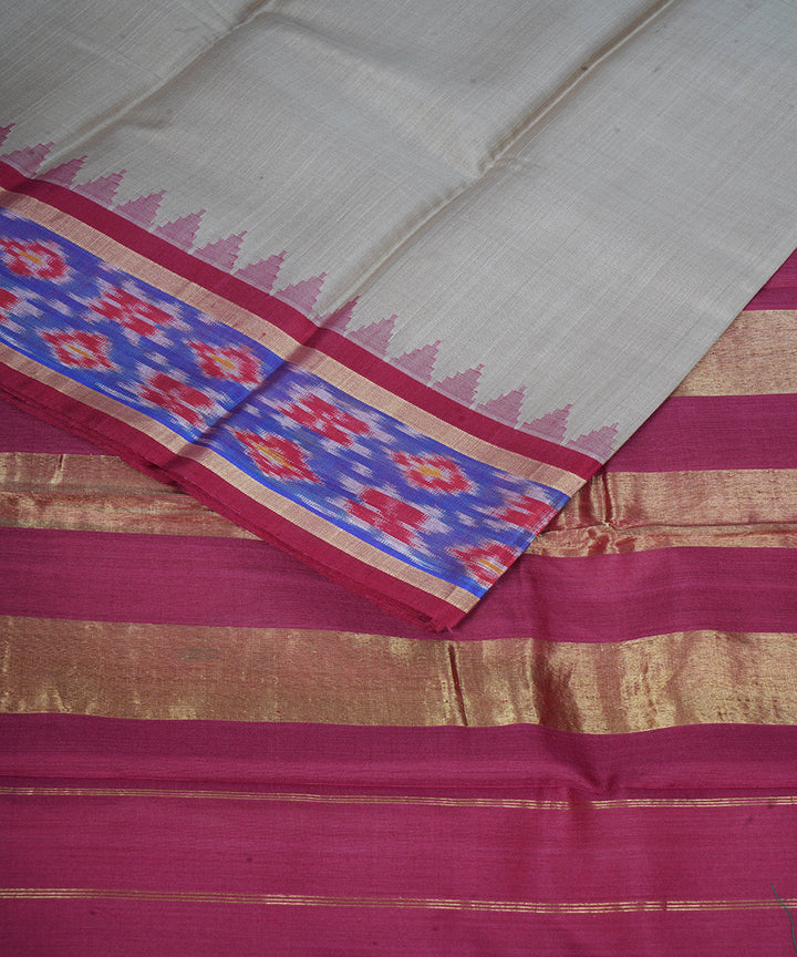 Grey maroon gadwal handloom silk saree