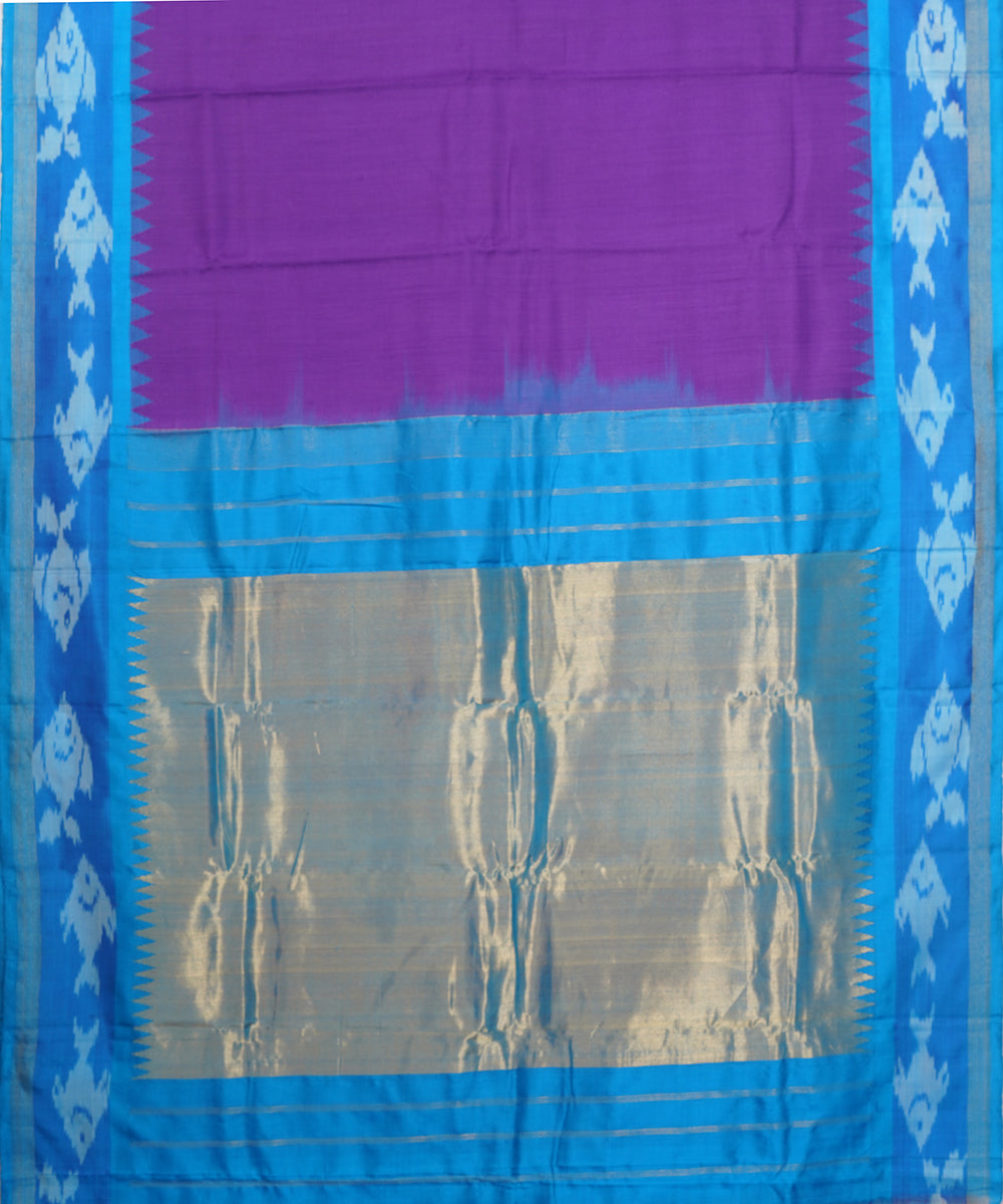 Purple blue gadwal handloom eri silk saree