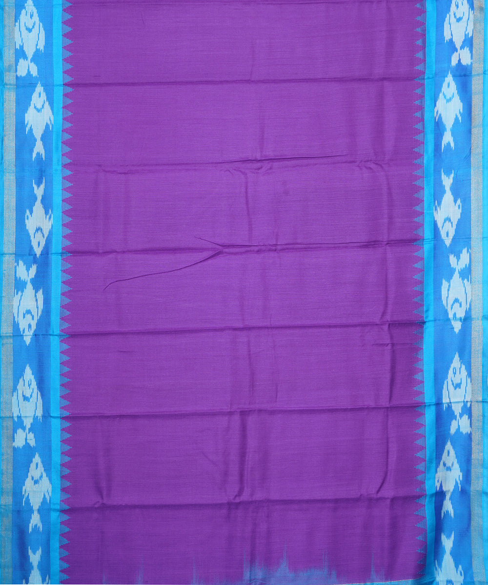 Purple blue gadwal handloom eri silk saree