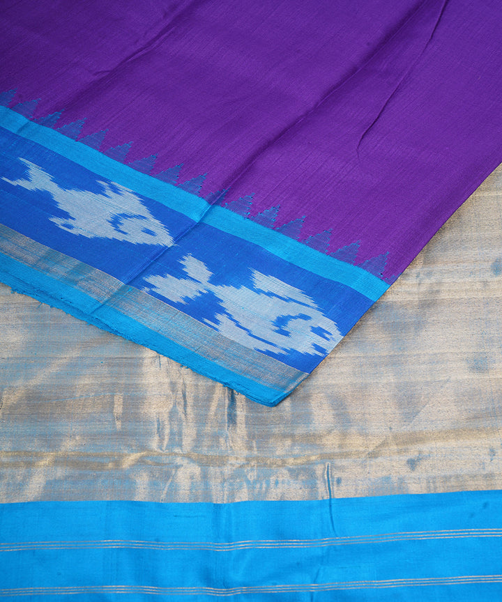 Purple blue gadwal handloom eri silk saree