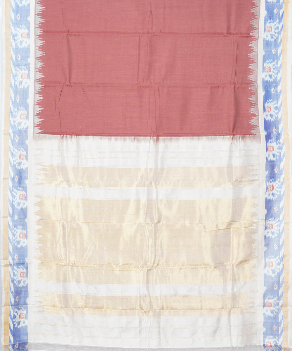 Peach cream gadwal handloom silk saree