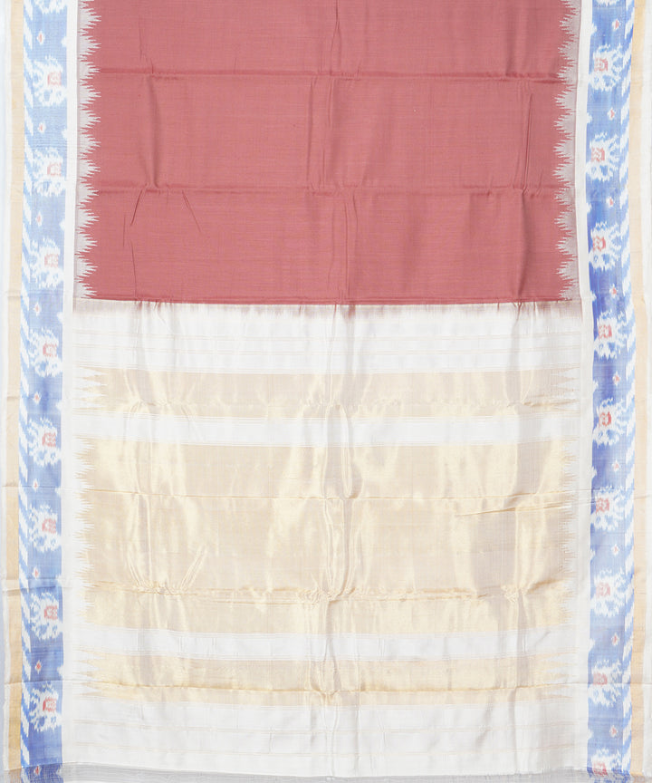 Peach cream gadwal handloom silk saree