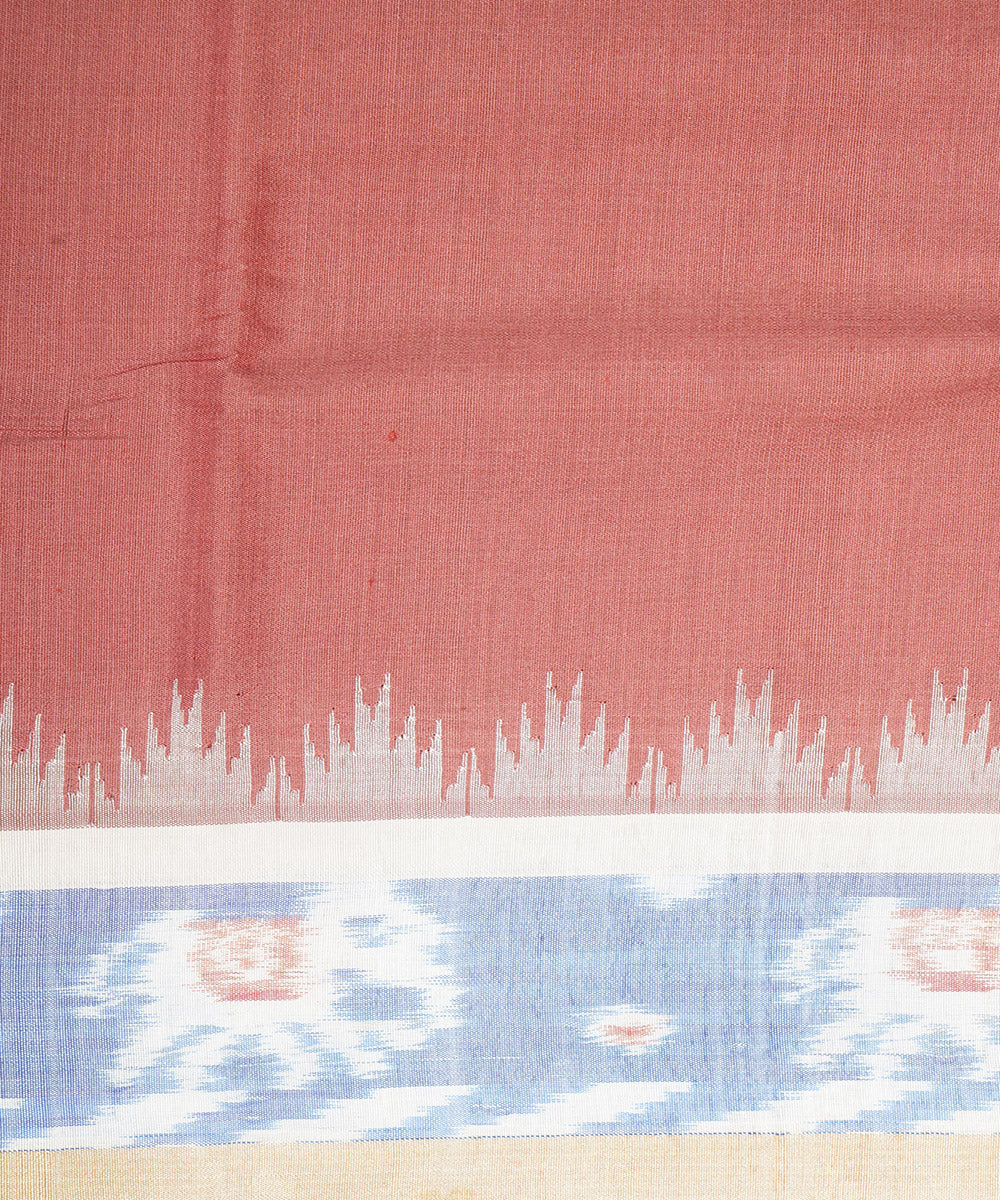 Peach cream gadwal handloom silk saree