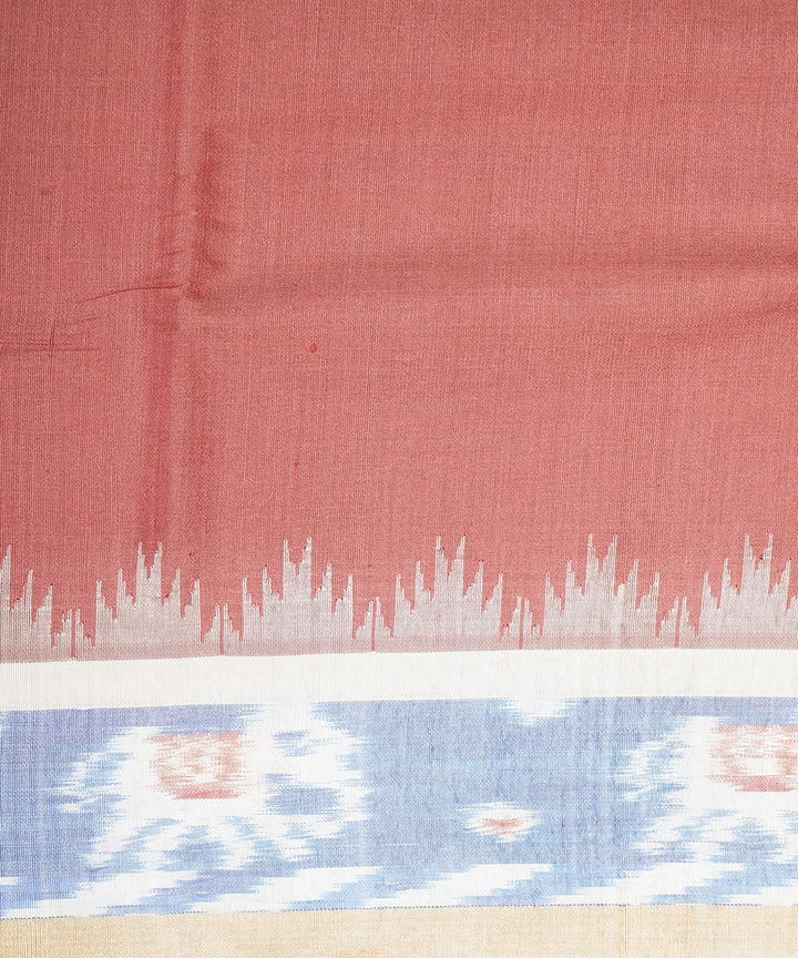 Peach cream gadwal handloom silk saree