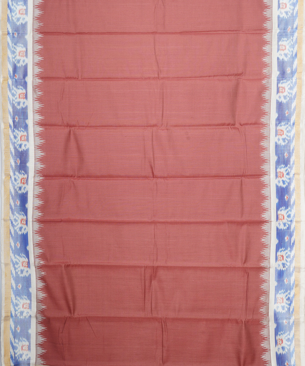 Peach cream gadwal handloom silk saree