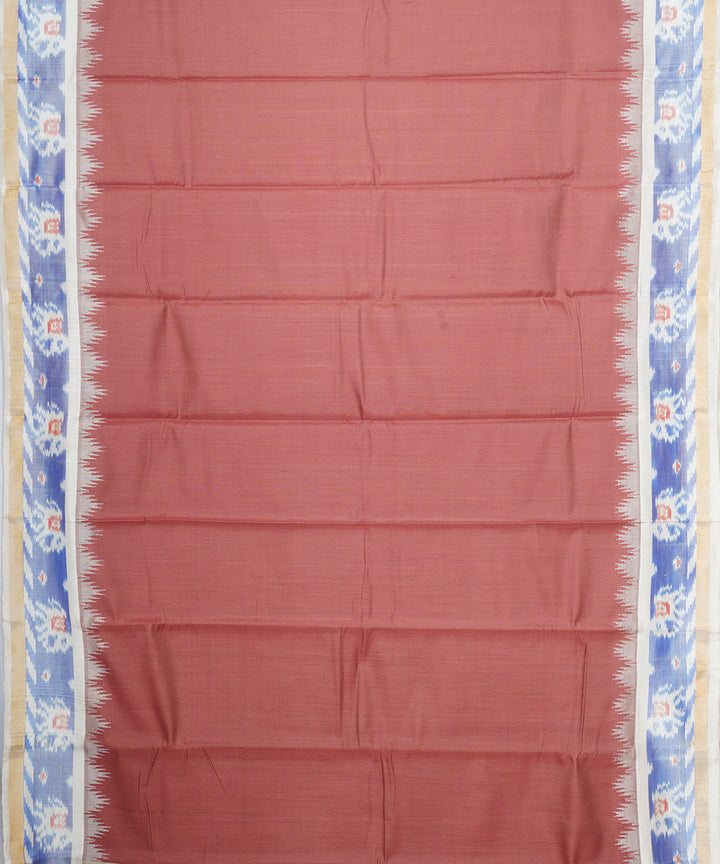 Peach cream gadwal handloom silk saree