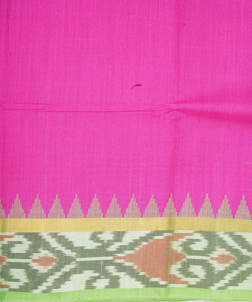 Pink green gadwal handloom silk saree