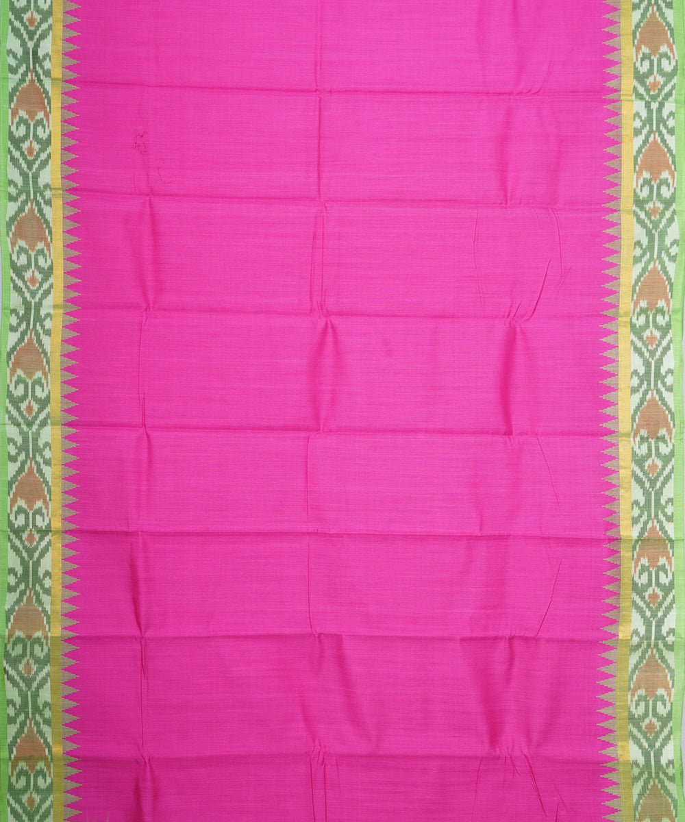 Pink green gadwal handloom silk saree