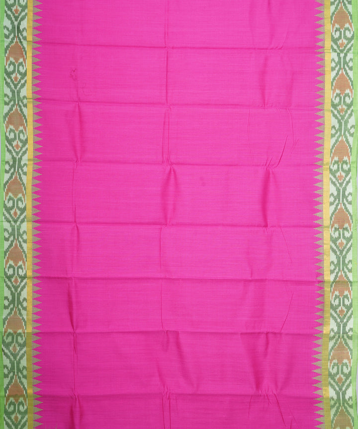 Pink green gadwal handloom silk saree