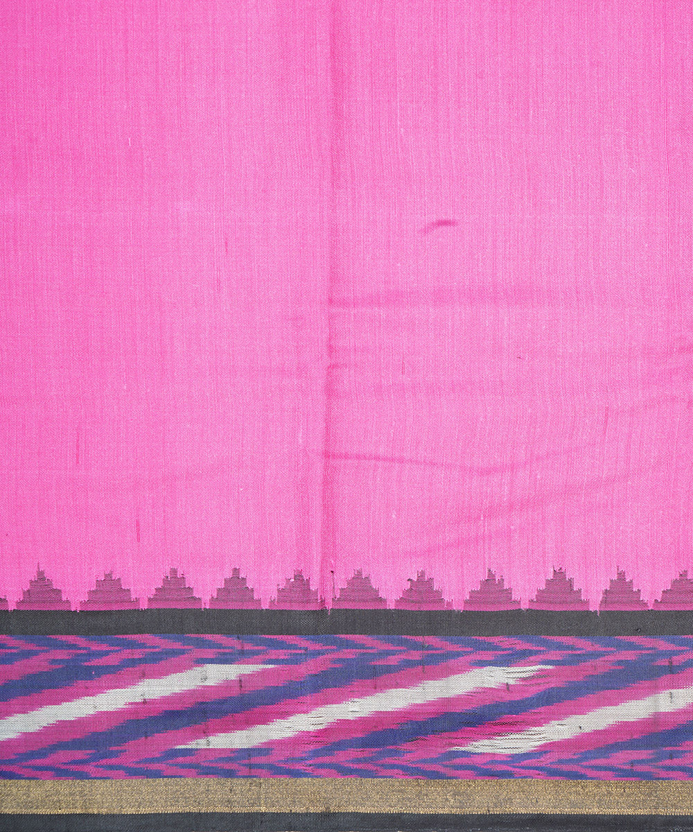 Pink black gadwal handloom silk saree