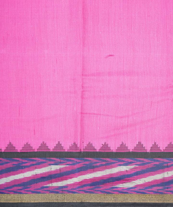 Pink black gadwal handloom silk saree