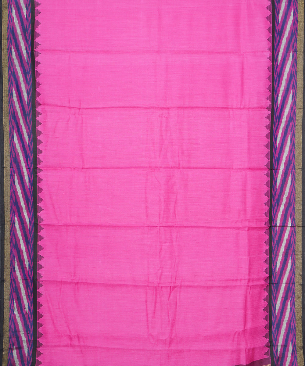 Pink black gadwal handloom silk saree