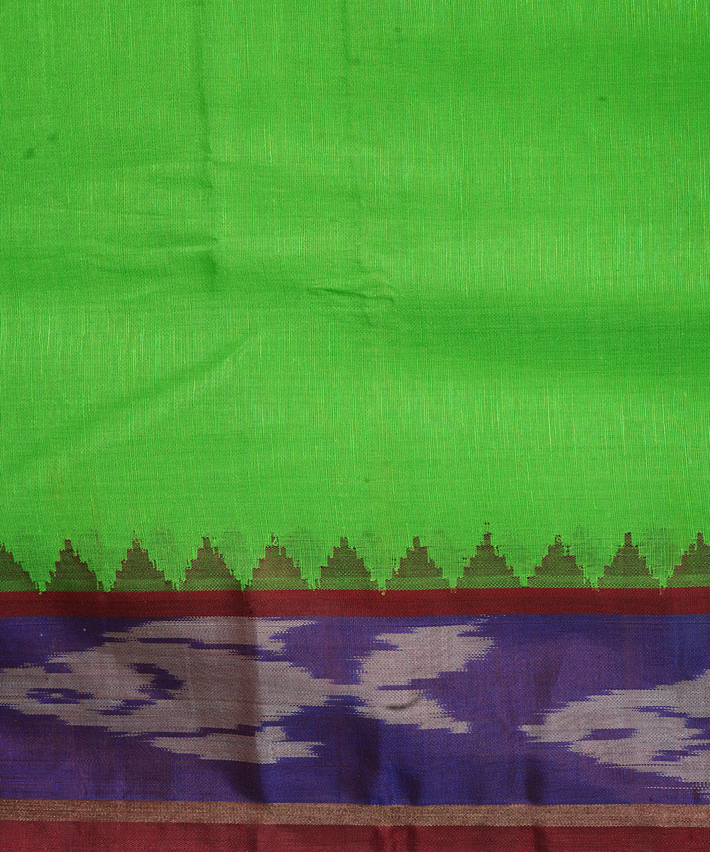 Dark green brown gadwal handloom eri silk linen saree