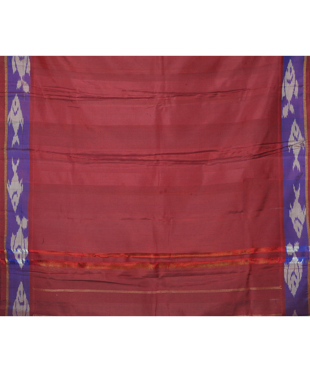 Dark green brown gadwal handloom eri silk linen saree