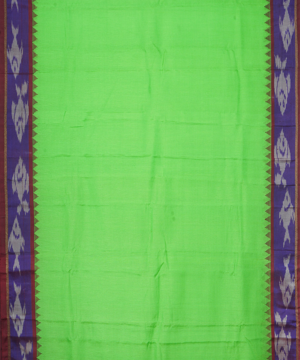 Dark green brown gadwal handloom eri silk linen saree