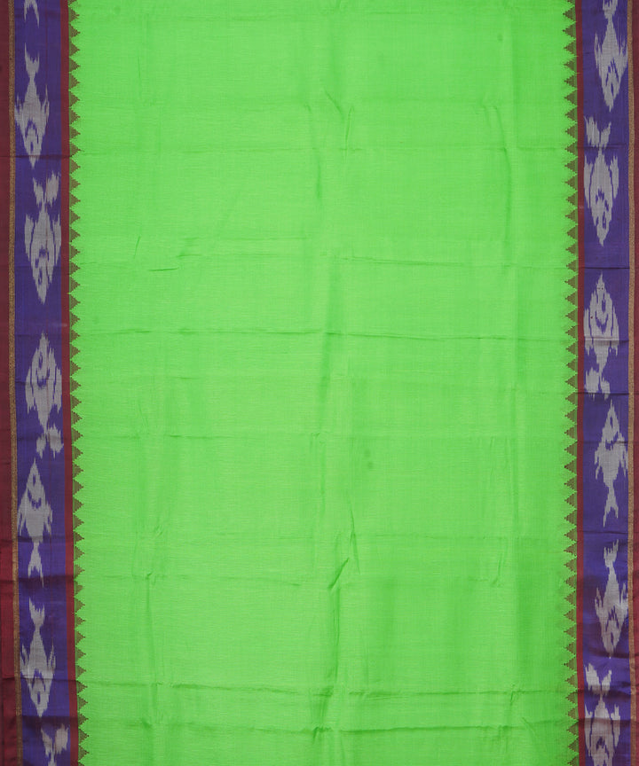 Dark green brown gadwal handloom eri silk linen saree