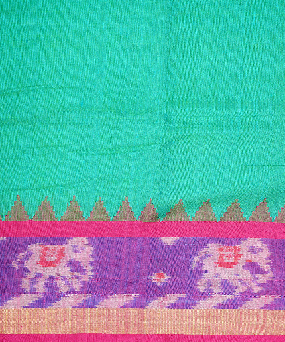 Sea green pink gadwal handloom silk saree