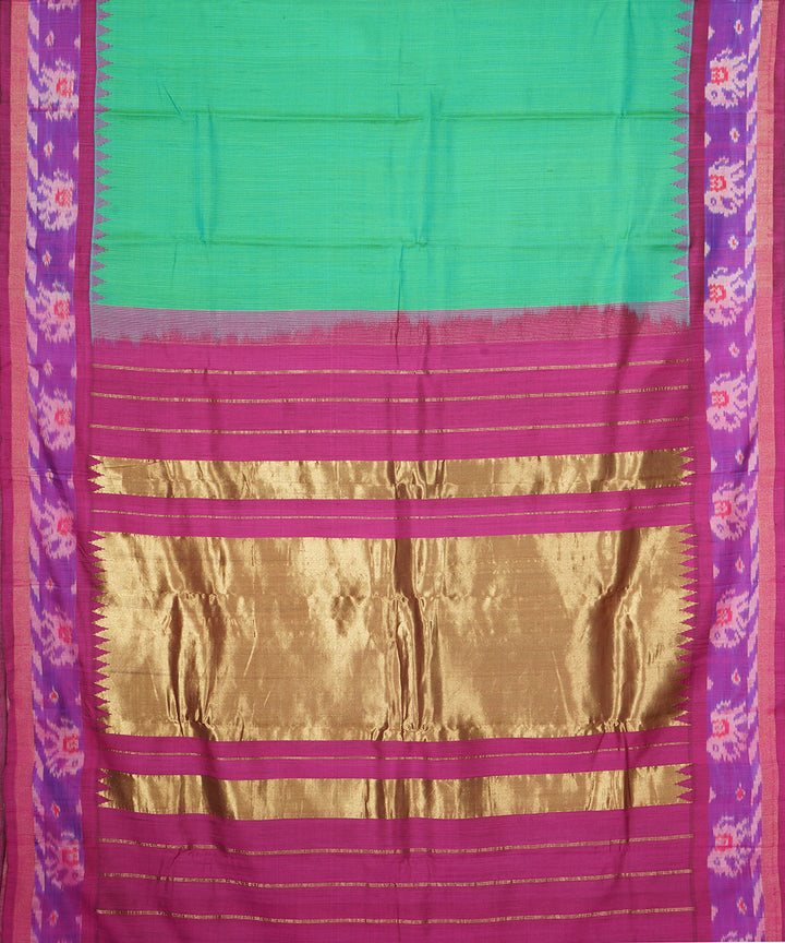 Light green pink gadwal handloom silk saree