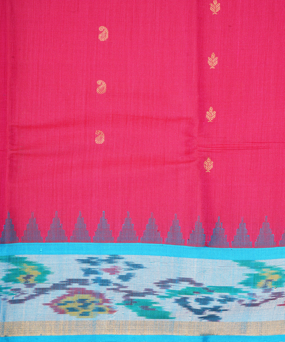 Red sky blue gadwal handloom silk saree