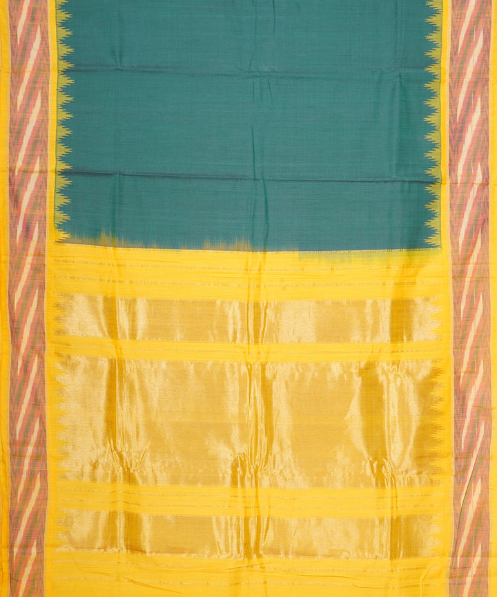 Dark green yellow gadwal handloom silk saree