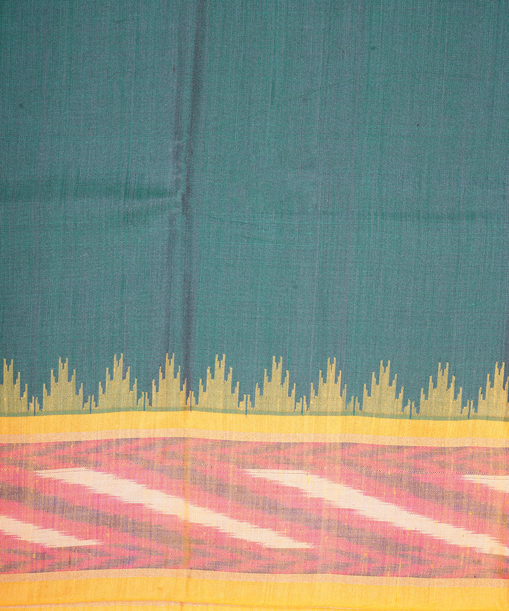 Dark green yellow gadwal handloom silk saree