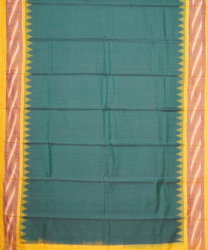 Dark green yellow gadwal handloom silk saree