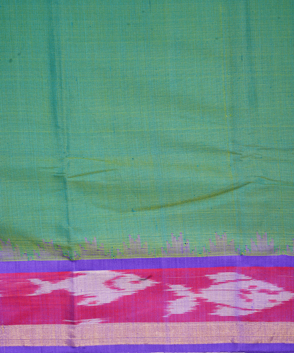 Dark green blue gadwal handloom silk saree