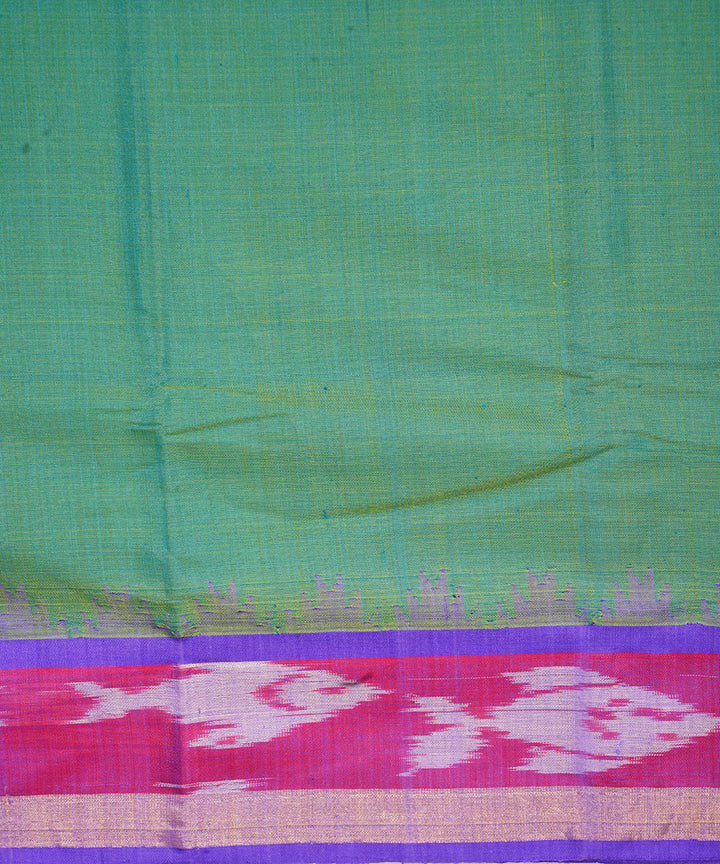 Dark green blue gadwal handloom silk saree