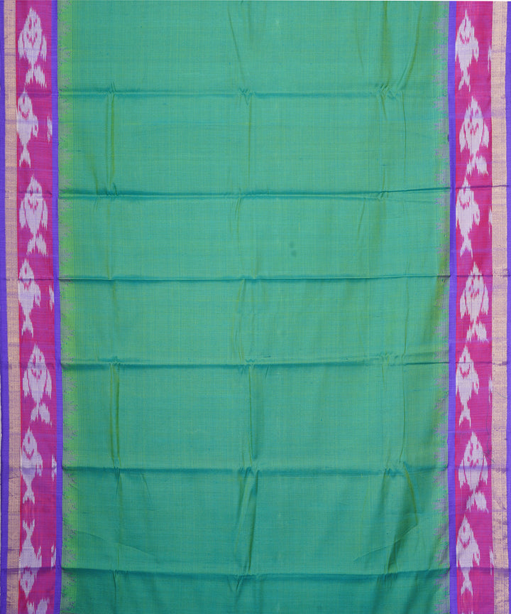 Dark green blue gadwal handloom silk saree