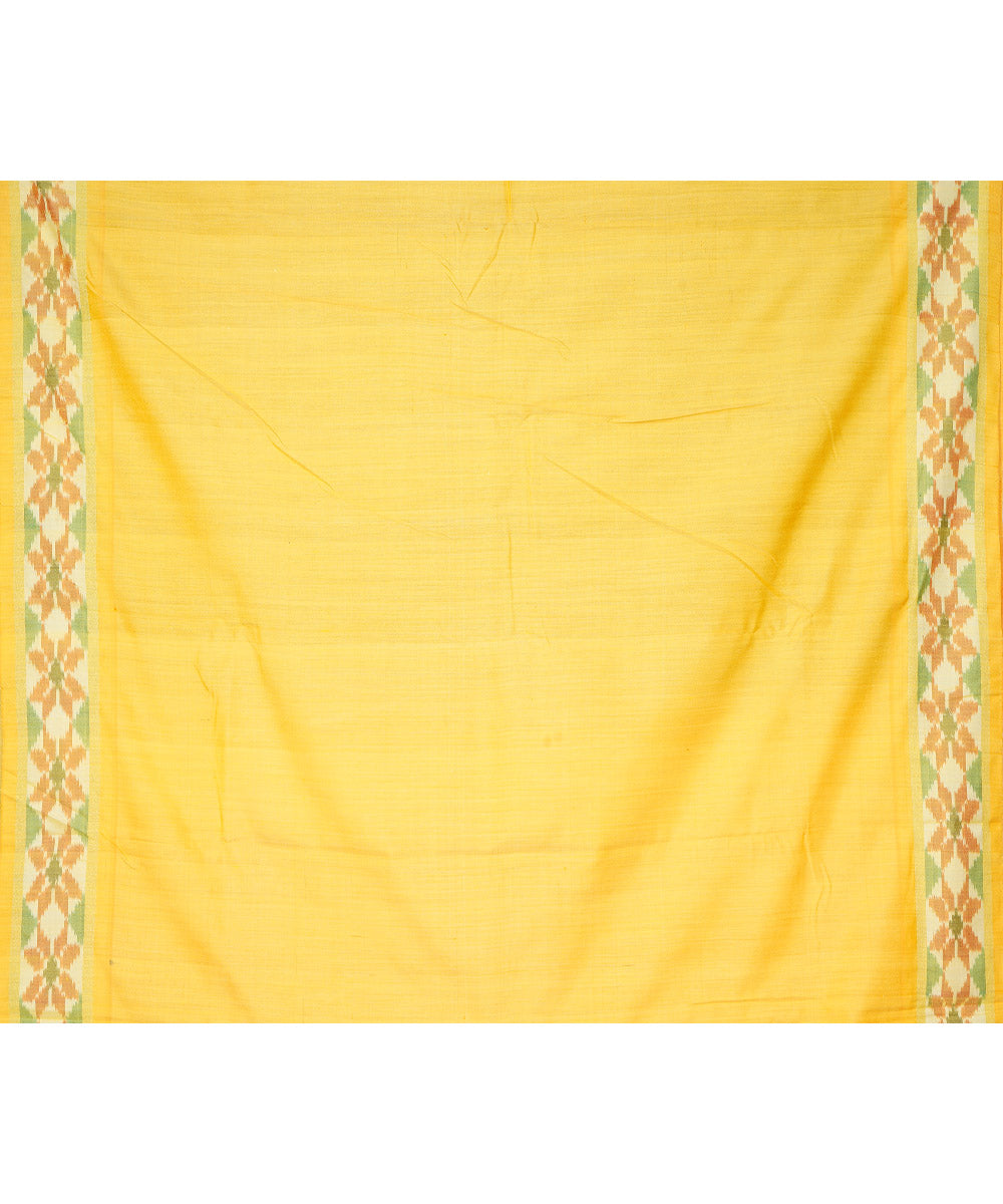 Cyan green yellow gadwal handloom eri silk linen saree