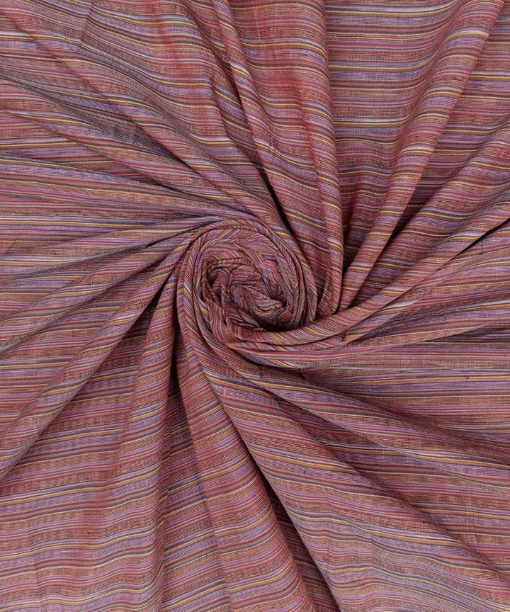 Brown multicolor stripes handloom bengal cotton fabric