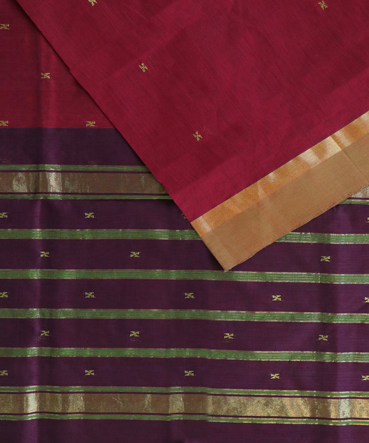 Maroon purple handwoven cotton venkatagiri saree