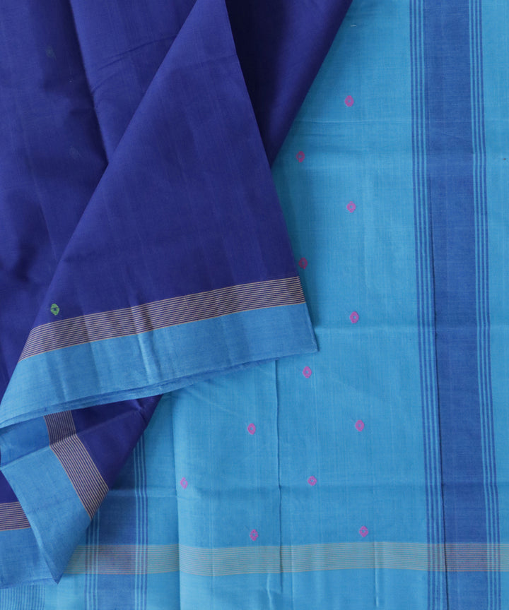 Navy blue handwoven cotton venkatagiri saree