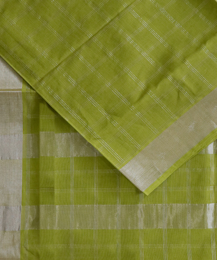 Light green grey handwoven cotton venkatagiri saree