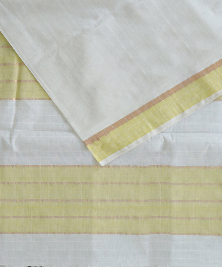 Offwhite yellow handwoven cotton venkatagiri saree