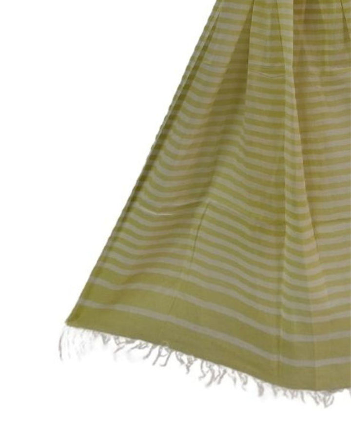 Light green white stripe handwoven cotton stole