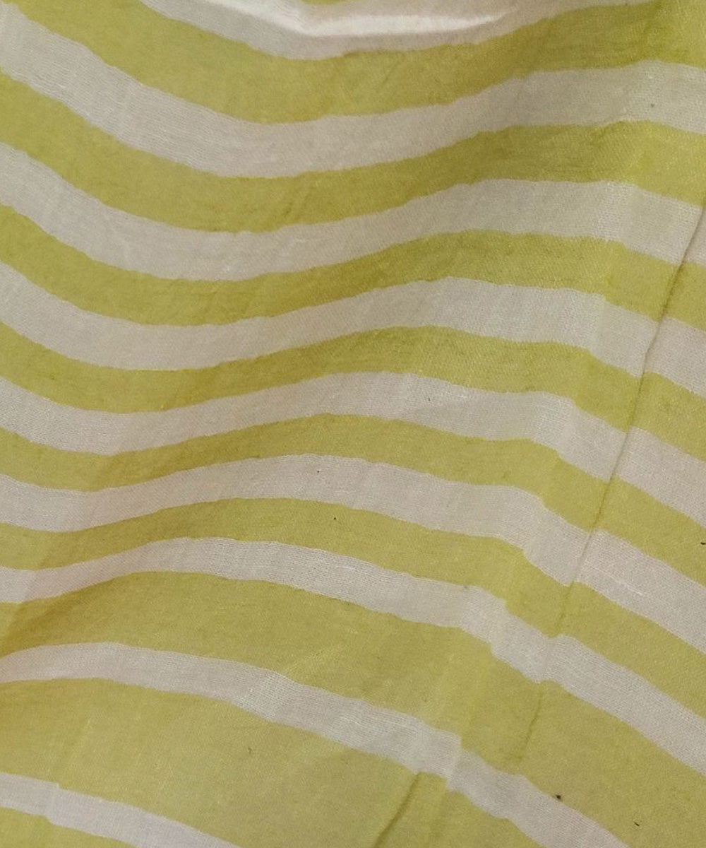 Light green white stripe handwoven cotton stole