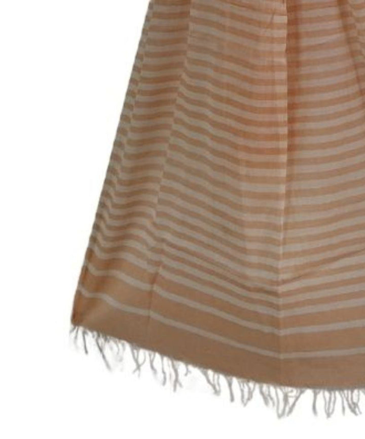 Orange white stripe handwoven cotton stole