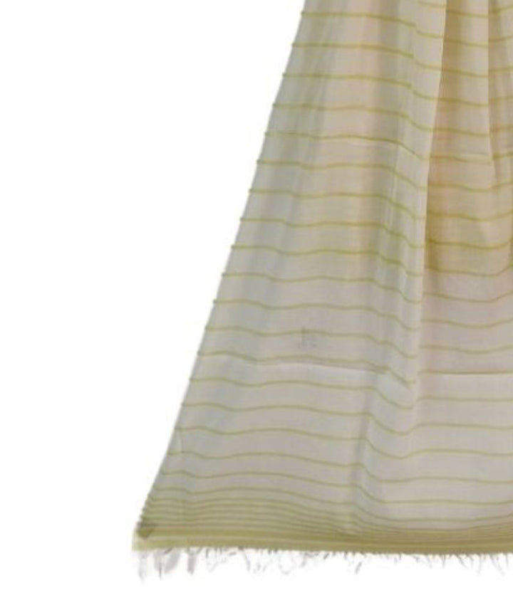 Lime green white stripe handwoven cotton bengal stole