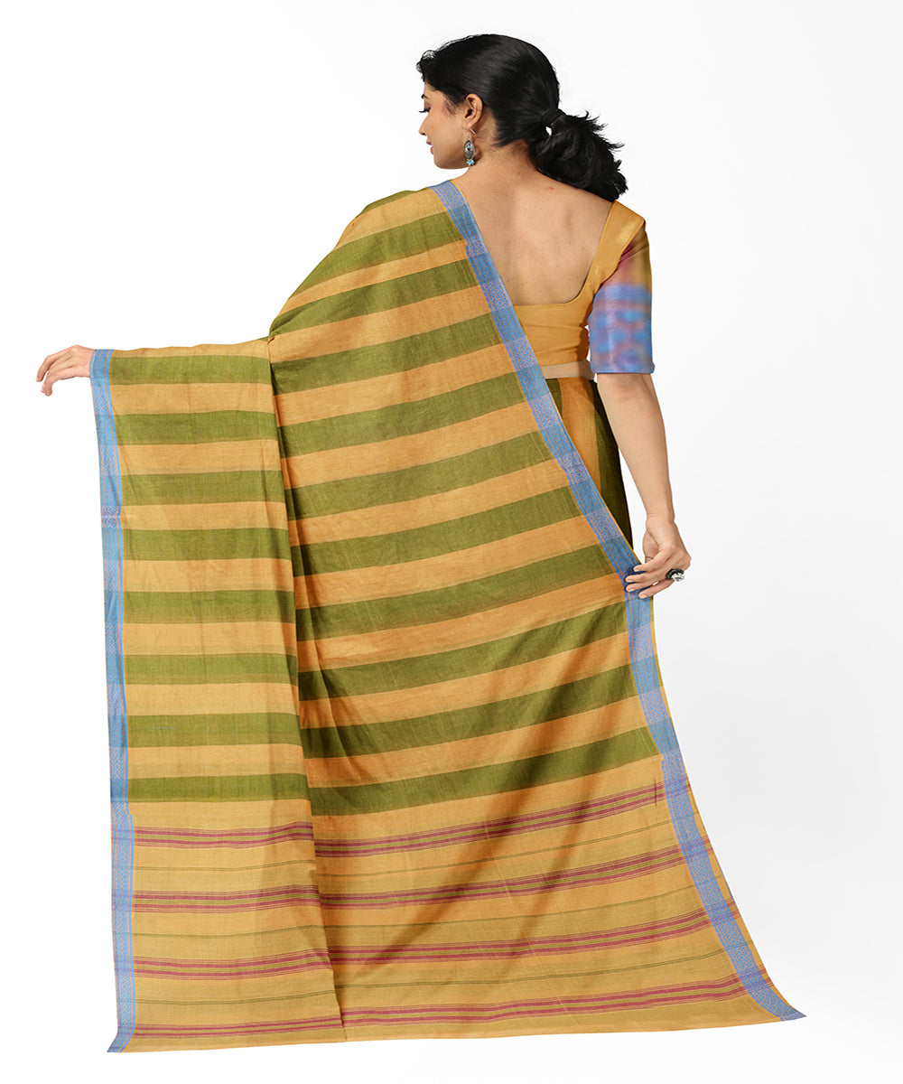 Yellow strips handwoven rajahmundry cotton saree