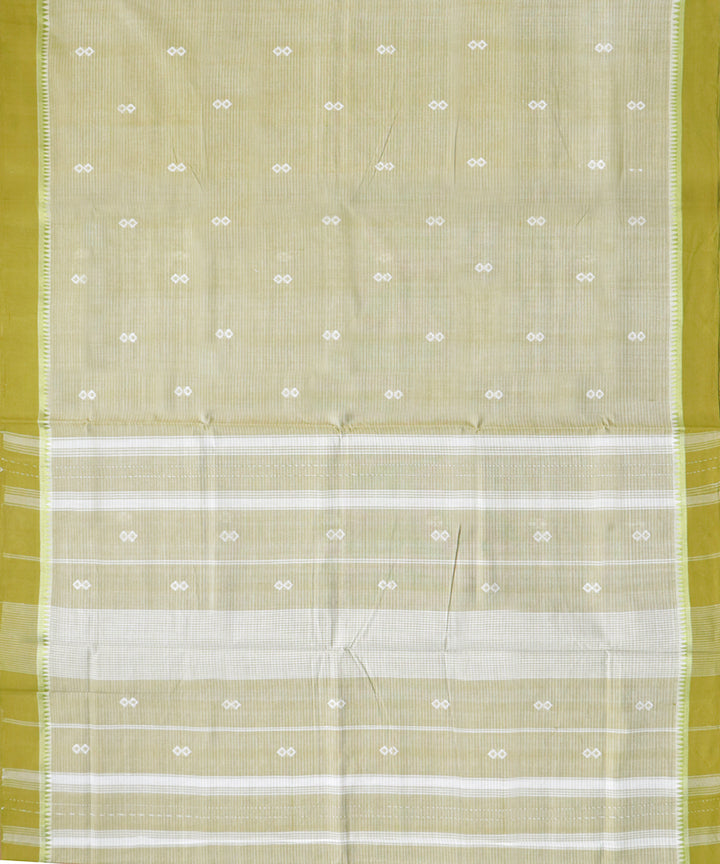 Offwhite olive green handwoven cotton rajahmundry saree