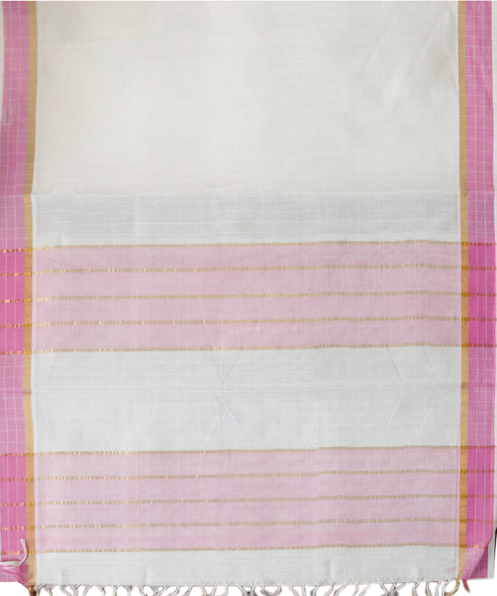 Offwhite purple handwoven cotton venkatagiri saree