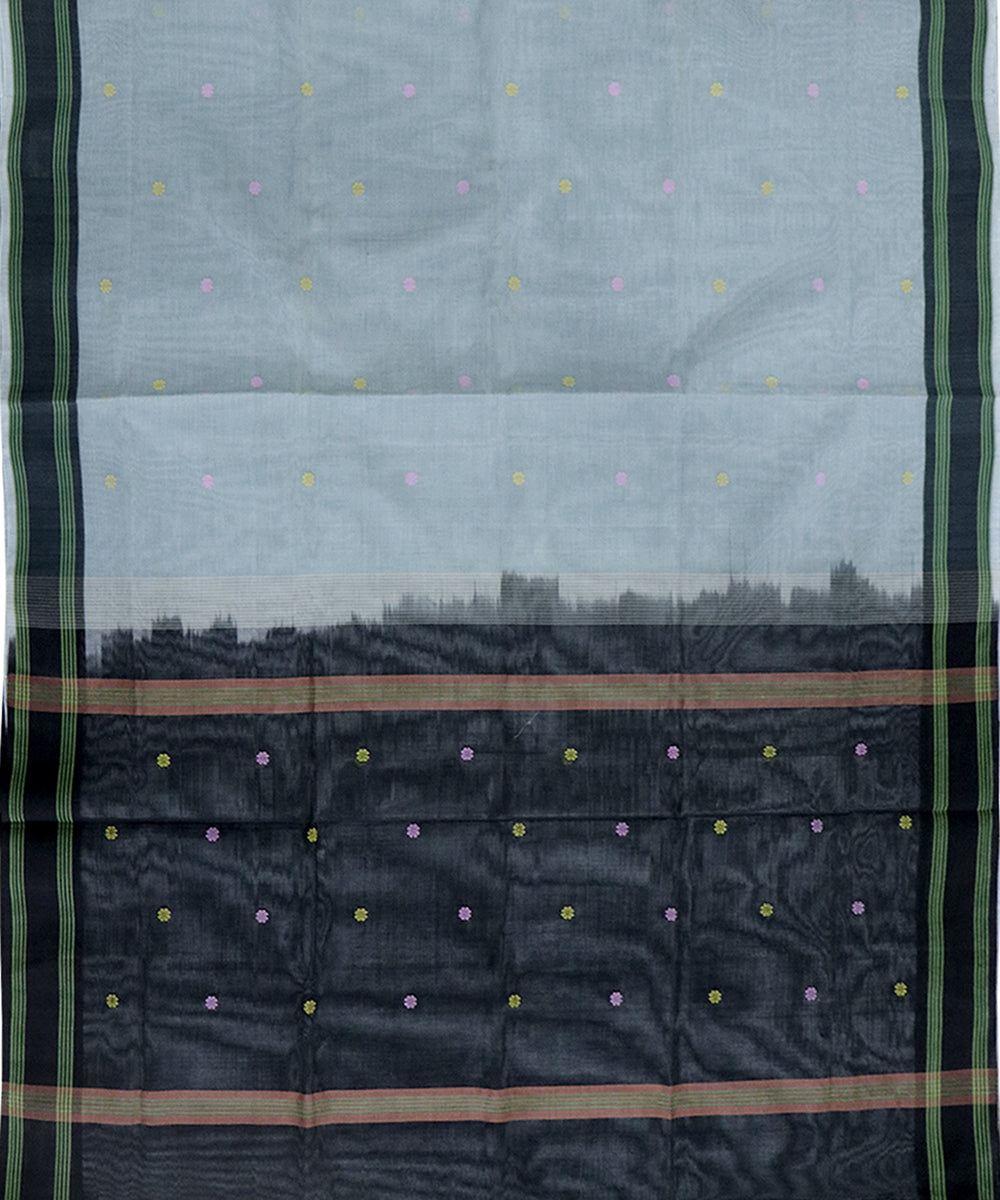 Grey black handwoven cotton venkatagiri saree