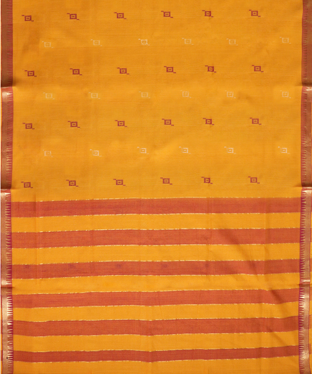 Yellow maroon handwoven cotton rajahmundry saree