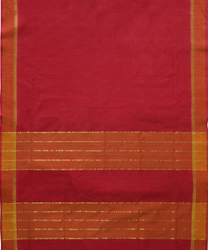 Red yellow handwoven cotton venkatagiri saree