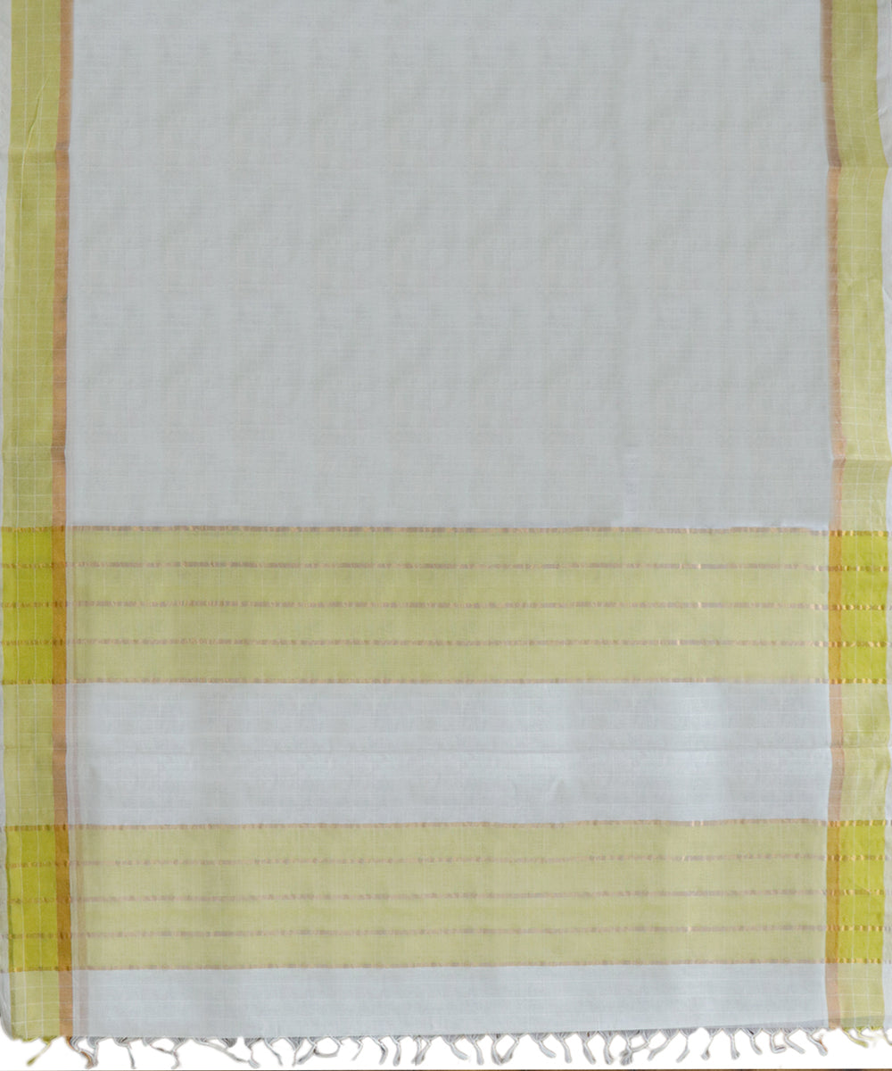 Offwhite yellow handwoven cotton venkatagiri saree