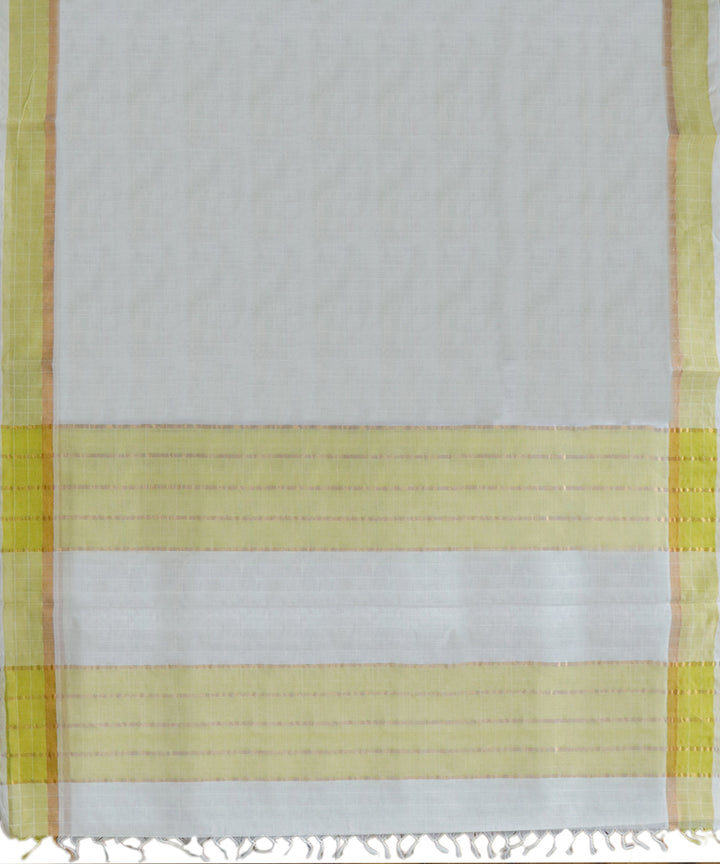 Offwhite yellow handwoven cotton venkatagiri saree