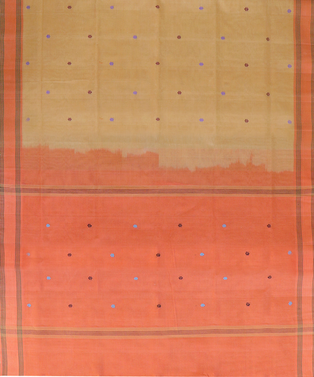 Beige peach handwoven cotton venkatagiri saree