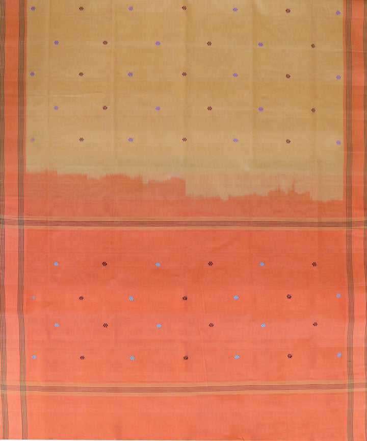 Beige peach handwoven cotton venkatagiri saree